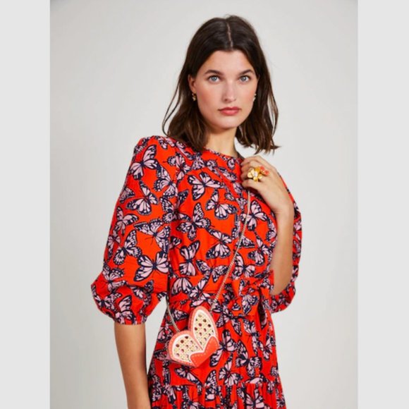 NWT Kate Spade Wing It Wicker Butterfly Coin Purse On AChain - Picture 6 of 6